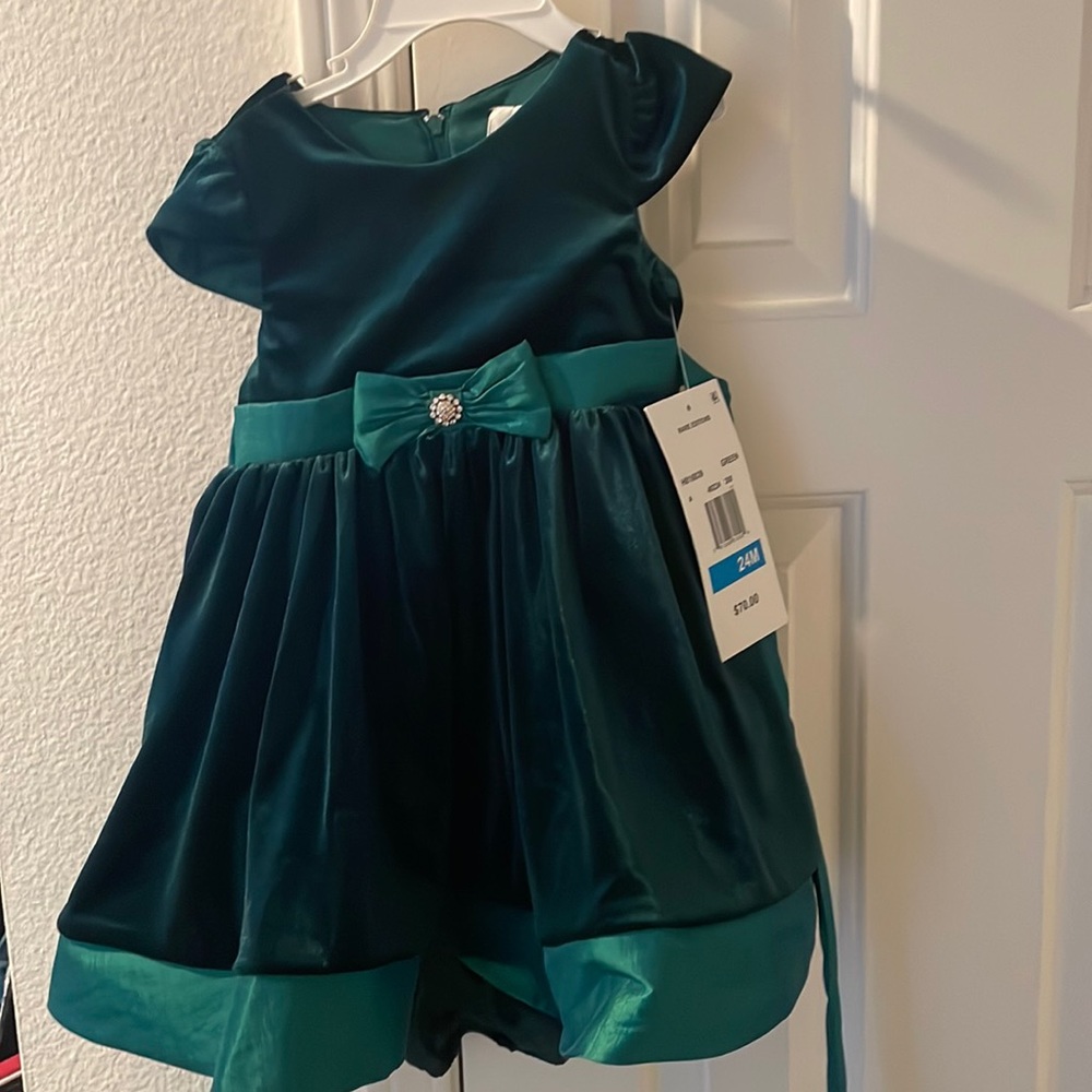 Hunter green velvet dress 24m